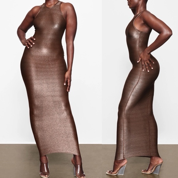 ✨🪩Skims Shimmer Tank Dress in Cocoa | 3X | Shimmer & Shine Collection🪩✨ - Picture 1 of 8